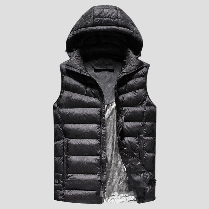Black Printed Heated puffer Vest