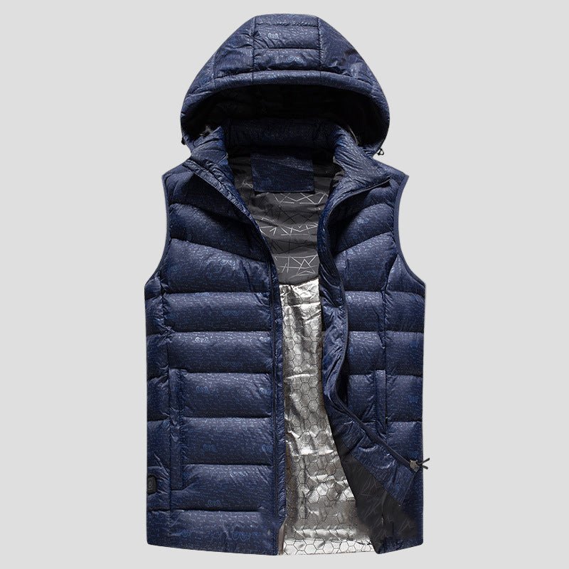 Navy Printed Heated puffer Vest