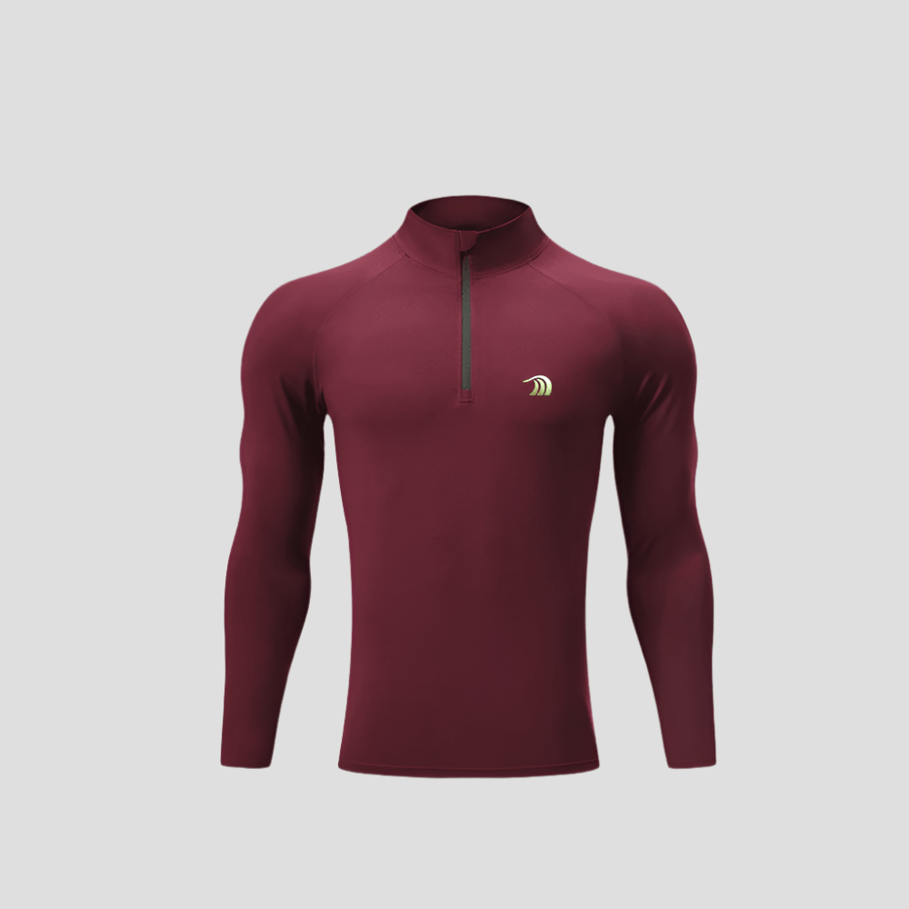 Quarter Zip Sun Protective Muscle Fit T-Shirt - Sun Protection Clothing