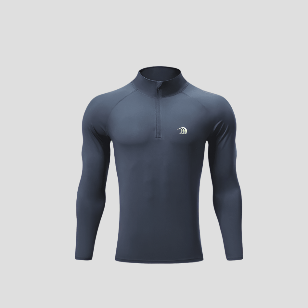 Quarter Zip Sun Protective Muscle Fit T-Shirt - Sun Protection Clothing