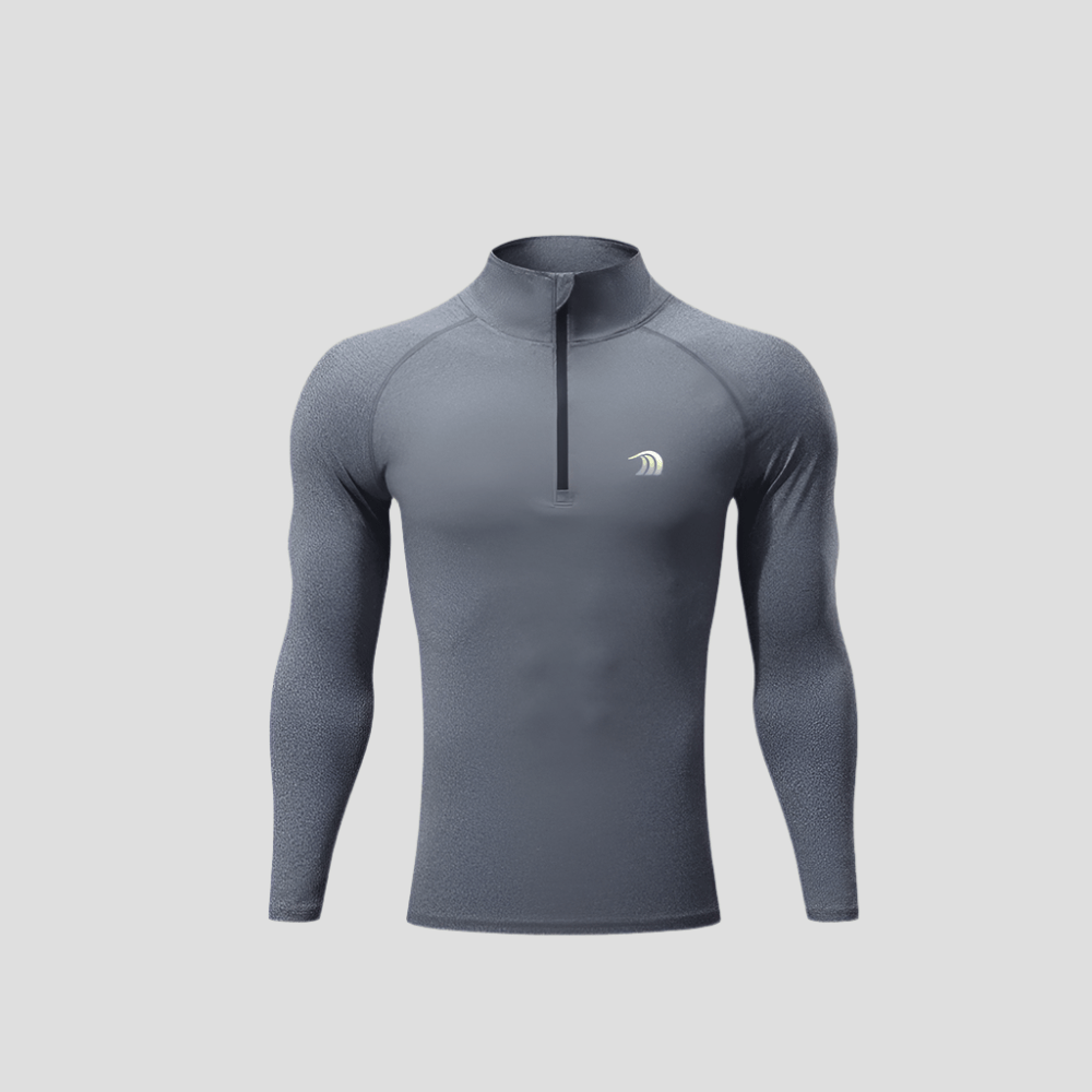Quarter Zip Sun Protective Muscle Fit T-Shirt - Sun Protection Clothing