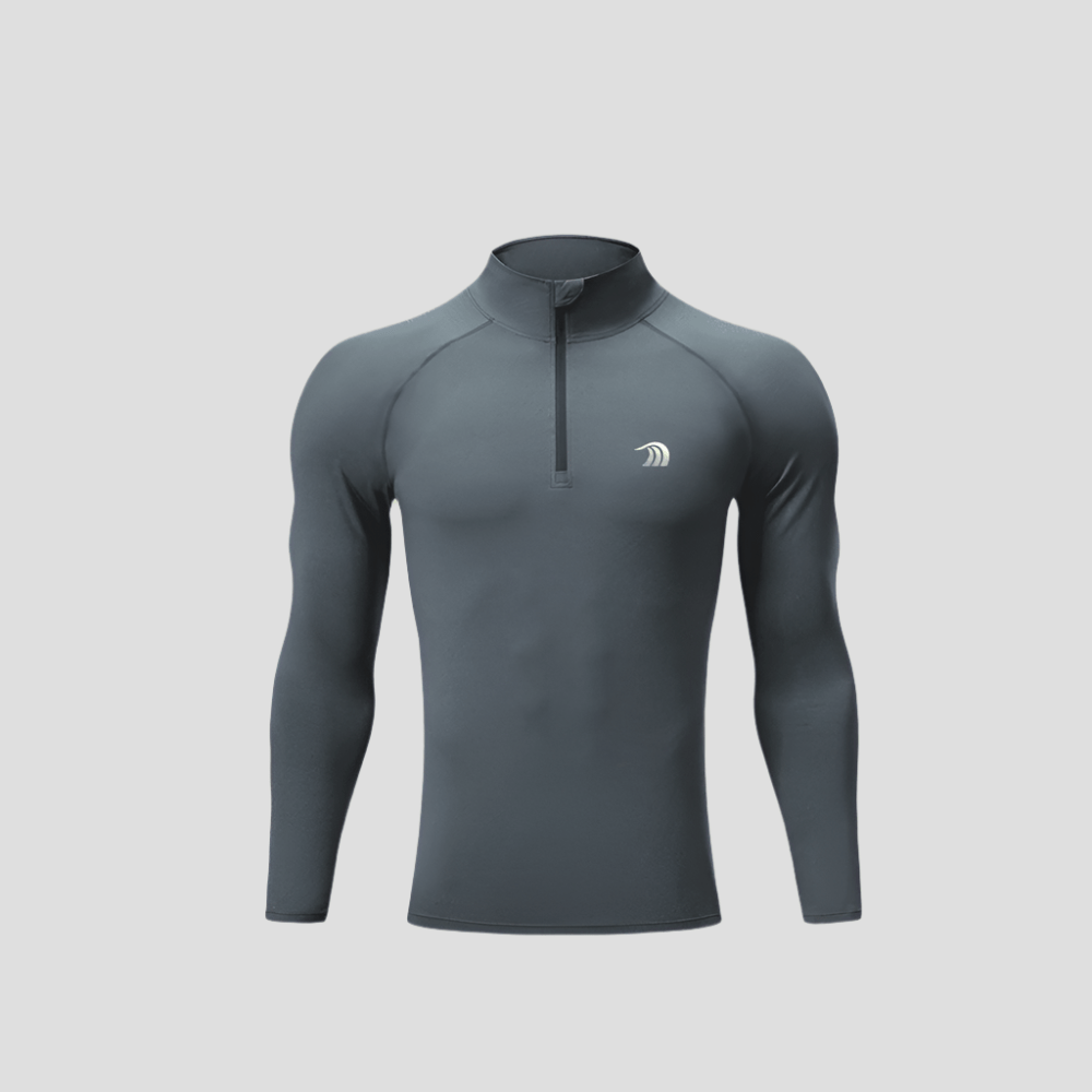 Quarter Zip Sun Protective Muscle Fit T-Shirt - Sun Protection Clothing