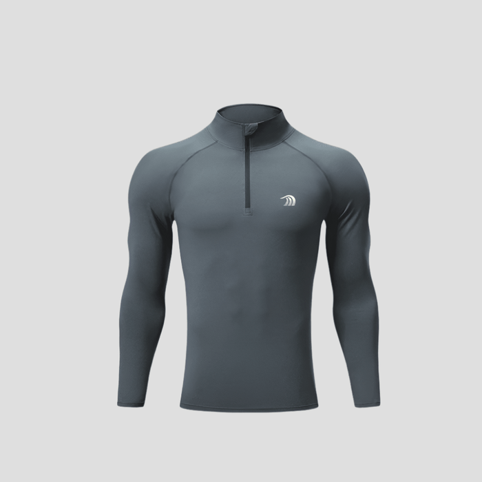 Quarter Zip Sun Protective Muscle Fit T-Shirt - Sun Protection Clothing