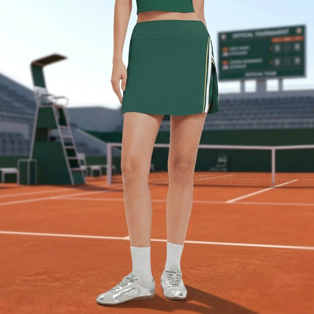 green quick dry slit tennis skirt