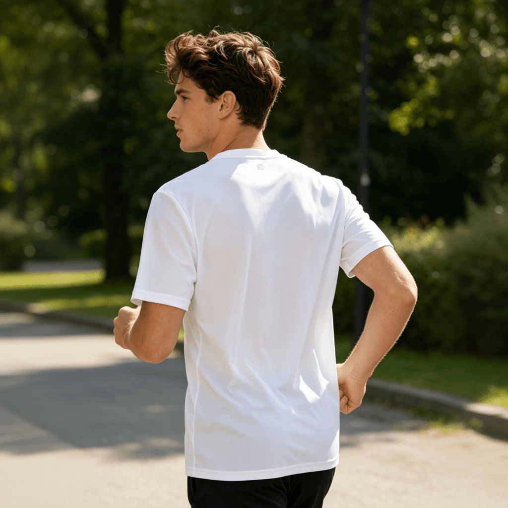 Rear of Men's Short Sleeve Sports T Shirt