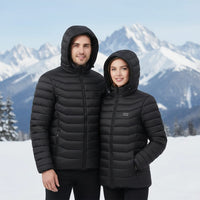 man and a woman wearing a Quilted Heated Jacket