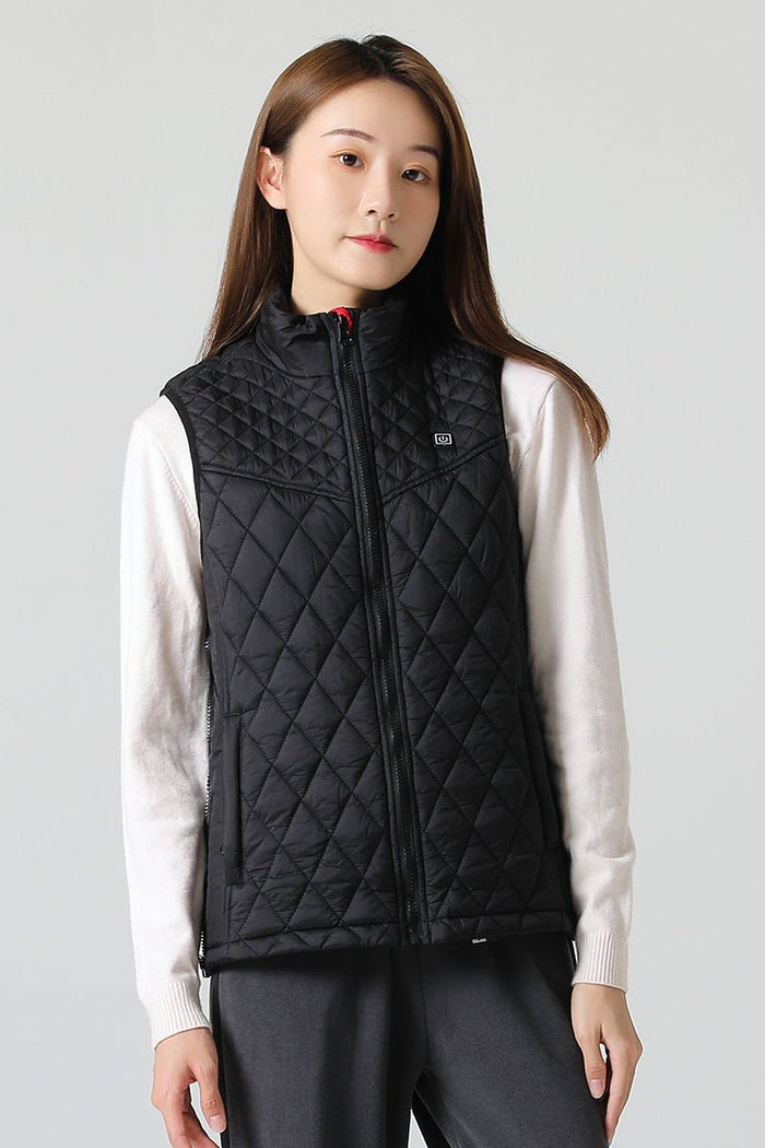 women's black quilted heated vest