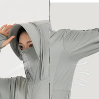 Raw Yarn Ice Silk Hooded Sun Protection Jacket - Sun Protection Clothing