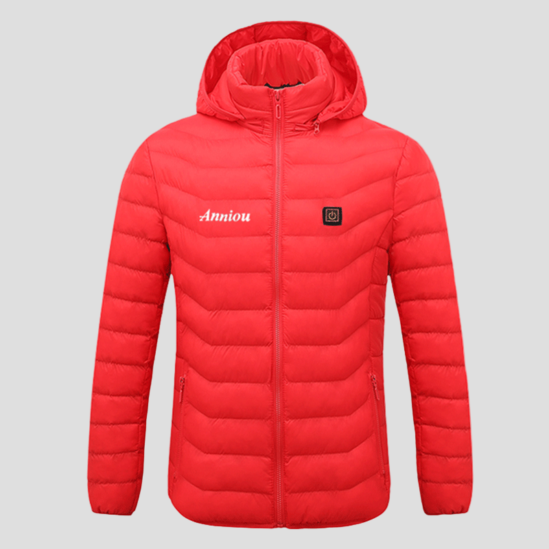 red puffer Single Button Heated Down Jacket