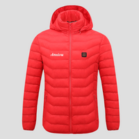 red puffer Single Button Heated Down Jacket
