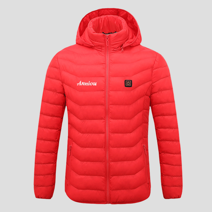red puffer Single Button Heated Down Jacket