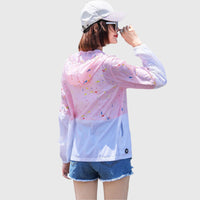 women's hooded UPF 50+ sun protection Running Jacket in Pink