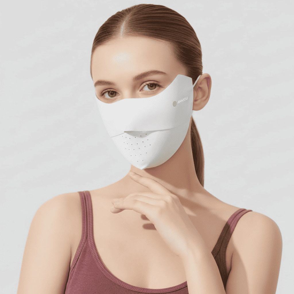 White Seamless UV Protection Mask UPF 50+ with air holes
