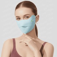 Light Blue Seamless UV Protection Mask UPF 50+ with air holes