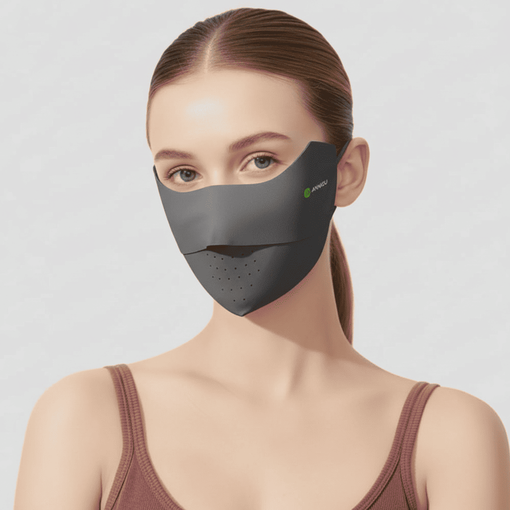 Gray Seamless UV Protection Mask UPF 50+ with air holes
