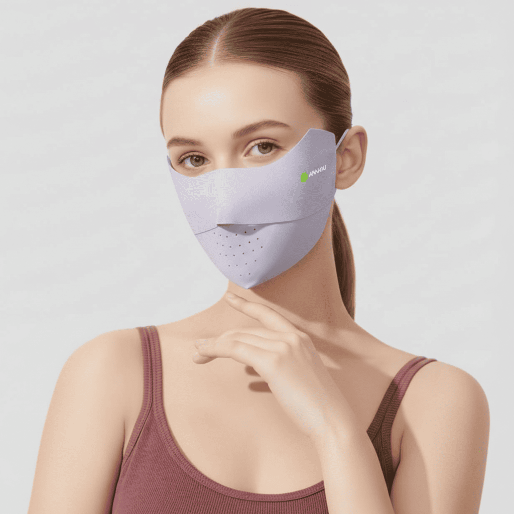 Purple Seamless UV Protection Mask UPF 50+ with air holes