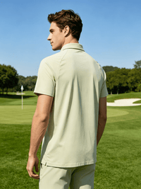 Light Green Short Sleeve Polo Shirt UPF 100 Back 