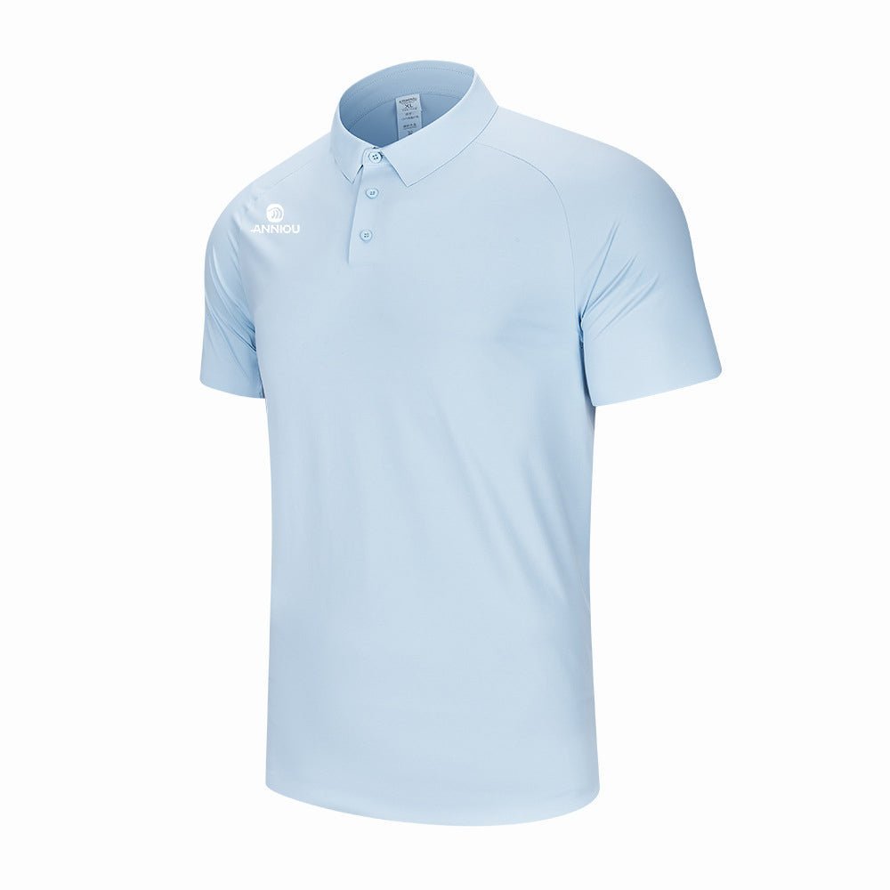 Men's Light Blue Short Sleeve Polo Shirt UPF 100