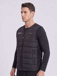 Men's Black V-Neck Heated vest with zipper
