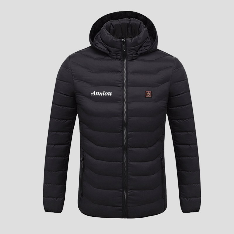 black puffer Single Button Heated Down Jacket