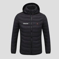 black puffer Single Button Heated Down Jacket