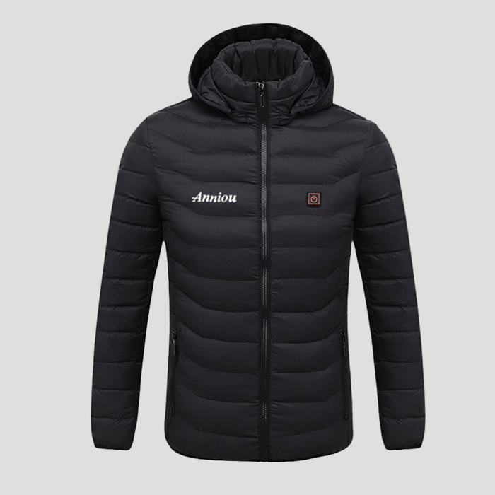 black puffer Single Button Heated Down Jacket