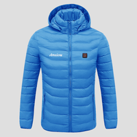 blue puffer Single Button Heated Down Jacket