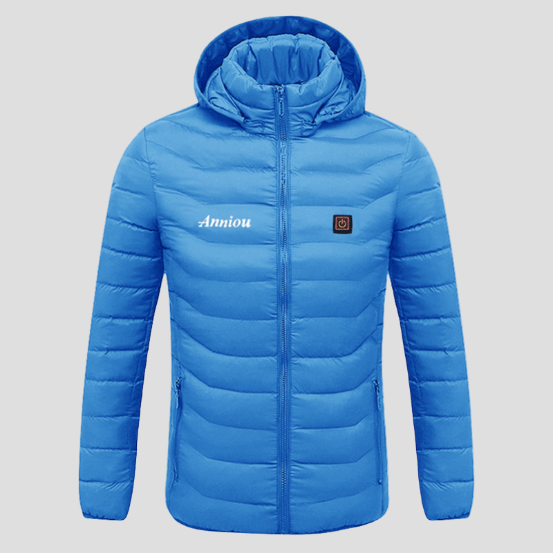 blue puffer Single Button Heated Down Jacket