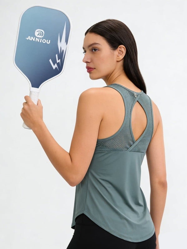 Calm Green Sleeveless Athletic Yoga Top racer back pickleball