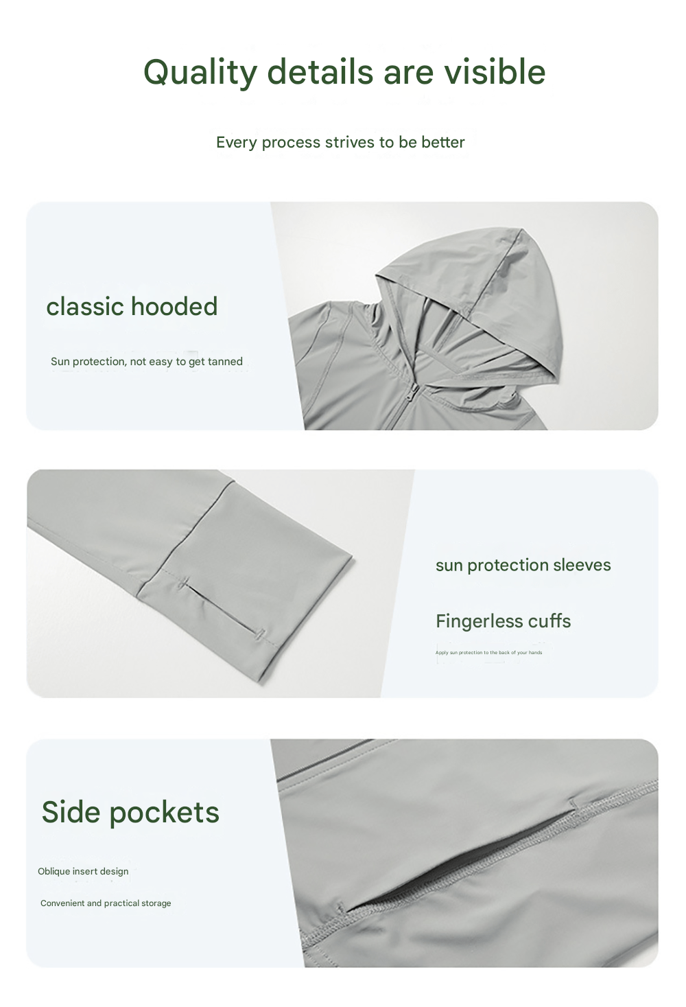Women's UPF 50+ Hooded Sun Protection Jacket details