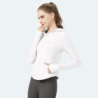 Women's white UPF 50+ Hooded Sun Protection Jacket by Anniou with two way zip