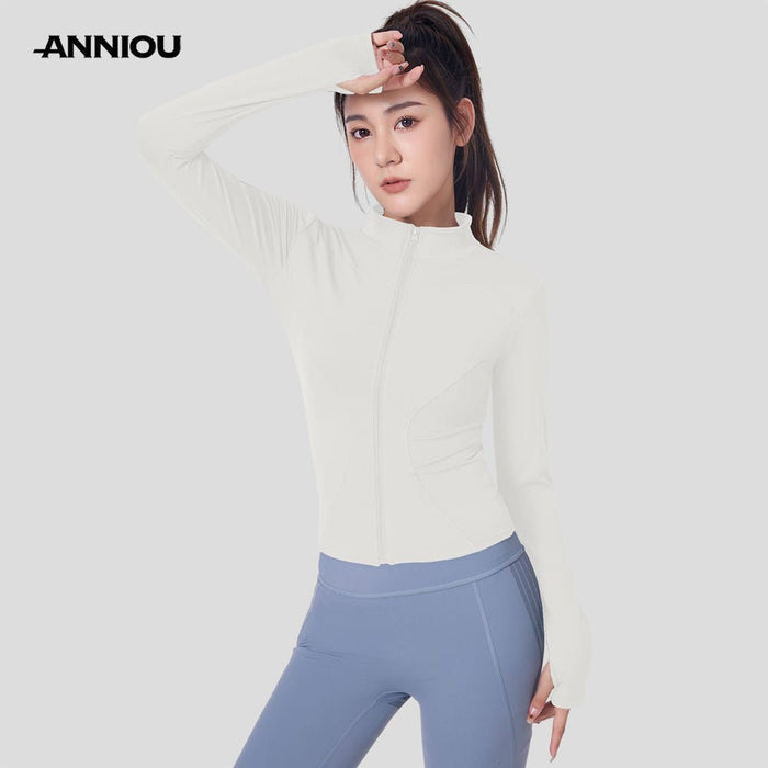 women's white Slim Fit UPF50+ Sports Jacket 