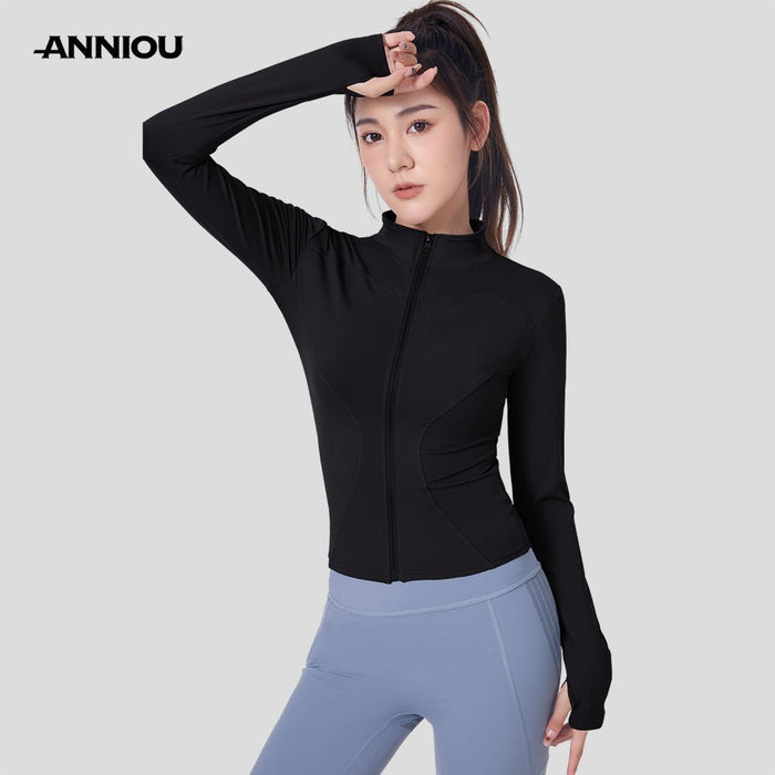 women's black Slim Fit UPF50+ Sports Jacket 
