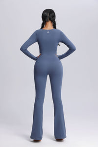 Women's UPF 50+ blue yoga jumpsuit with butt lift by Anniou