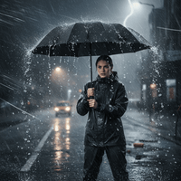 Storm resistant Automatic Umbrella in black