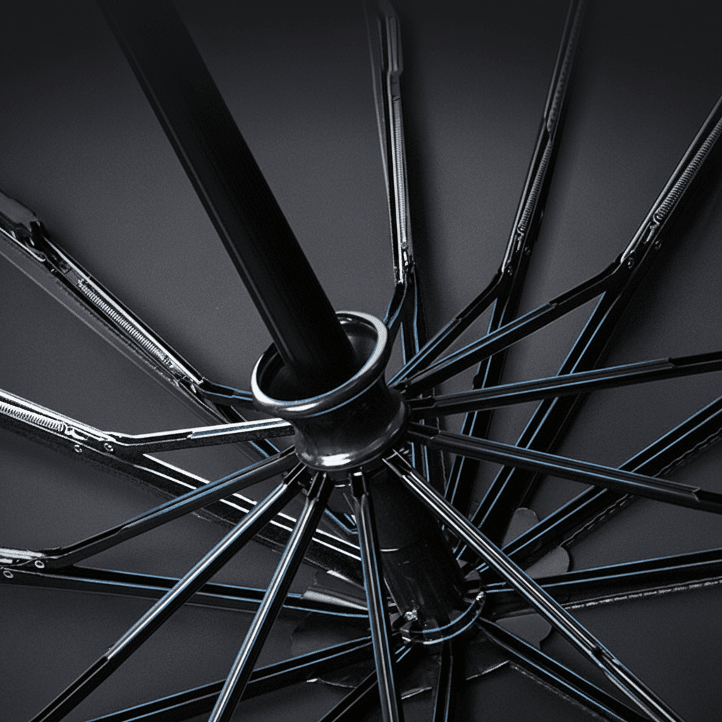 Storm  resistant Automatic Umbrella structure in black