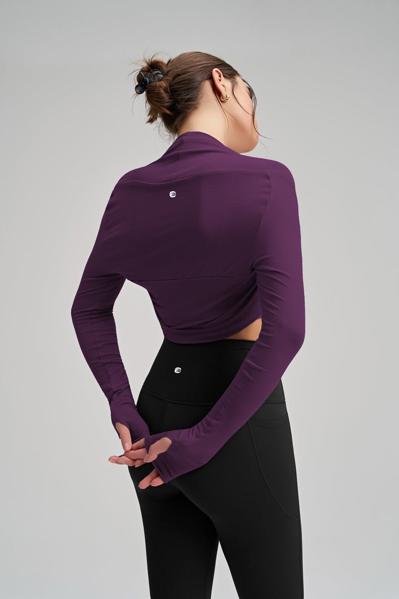 Purple Thumbhole Fitness Bolero UPF 50+ back by Anniou