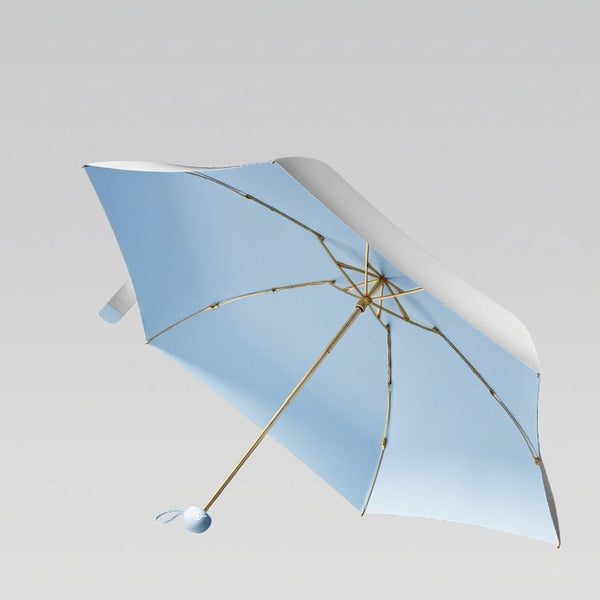 Light Blue Titanium Silver UV Umbrella UPF50+ with gold frame