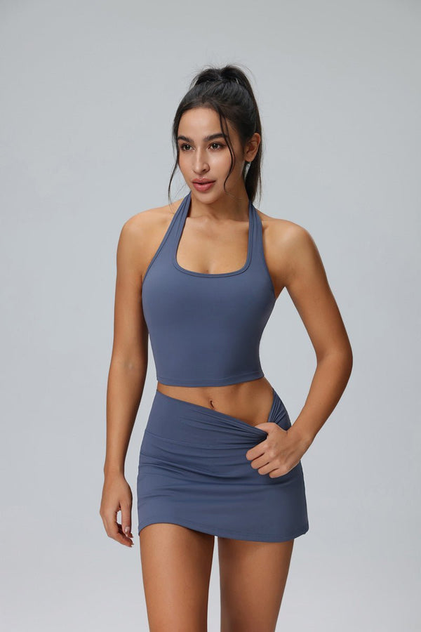 Women's Agate Blue high stretch tennis skirt and top