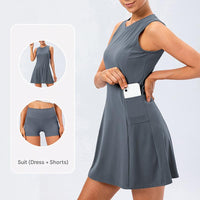 Grey Tennis Dress Two - Piece Set