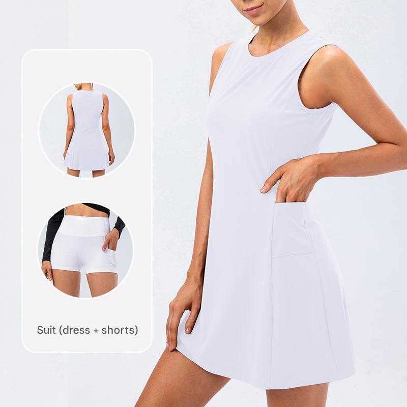 white tennis dress two piece set