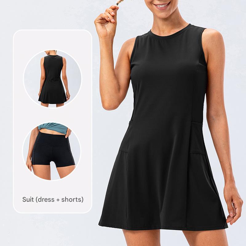 black tennis dress two piece set