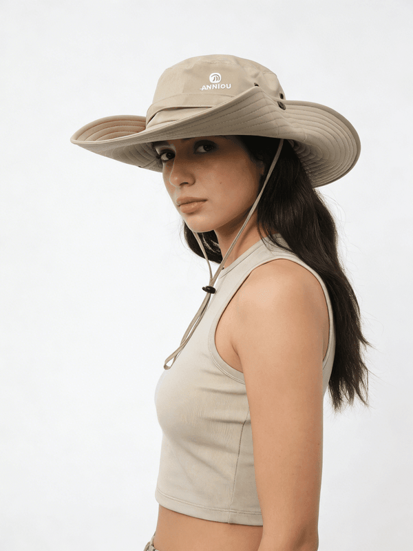 Ladies Khaki Ultra Wide Brim Sun Hat UPF 50+by Anniou