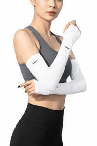 Women's White UPF 100 Cooling Arm Sleeves