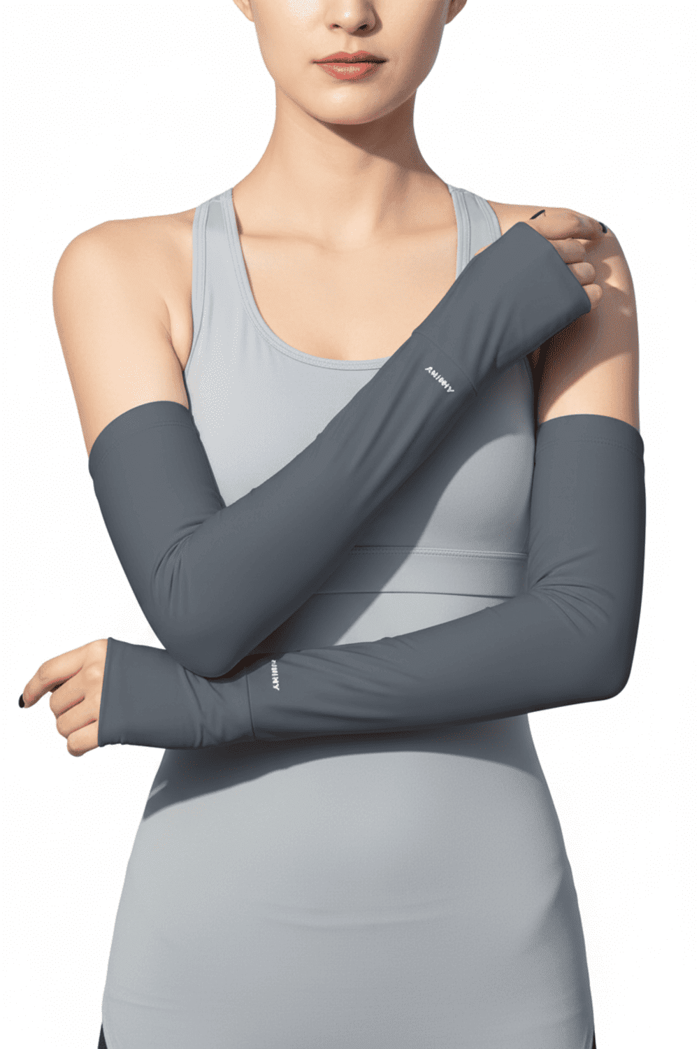 Women's gray UPF 100 Cooling Arm Sleeves