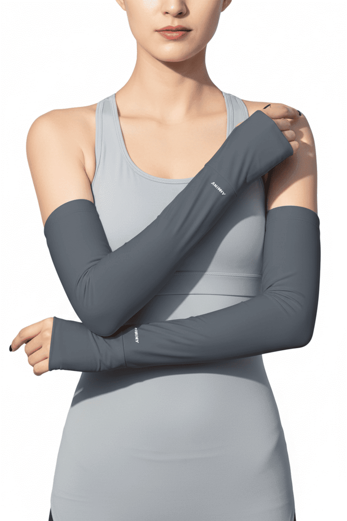 Women's gray UPF 100 Cooling Arm Sleeves