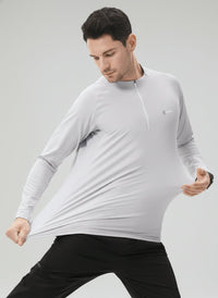 mens Light Gray UPF 100+ Quarter Zip Sweatshirt