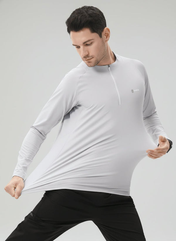 mens Light Gray UPF 100+ Quarter Zip Sweatshirt