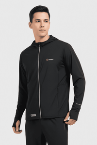 mens black UPF 100+ Sun Protection Hooded Jacket