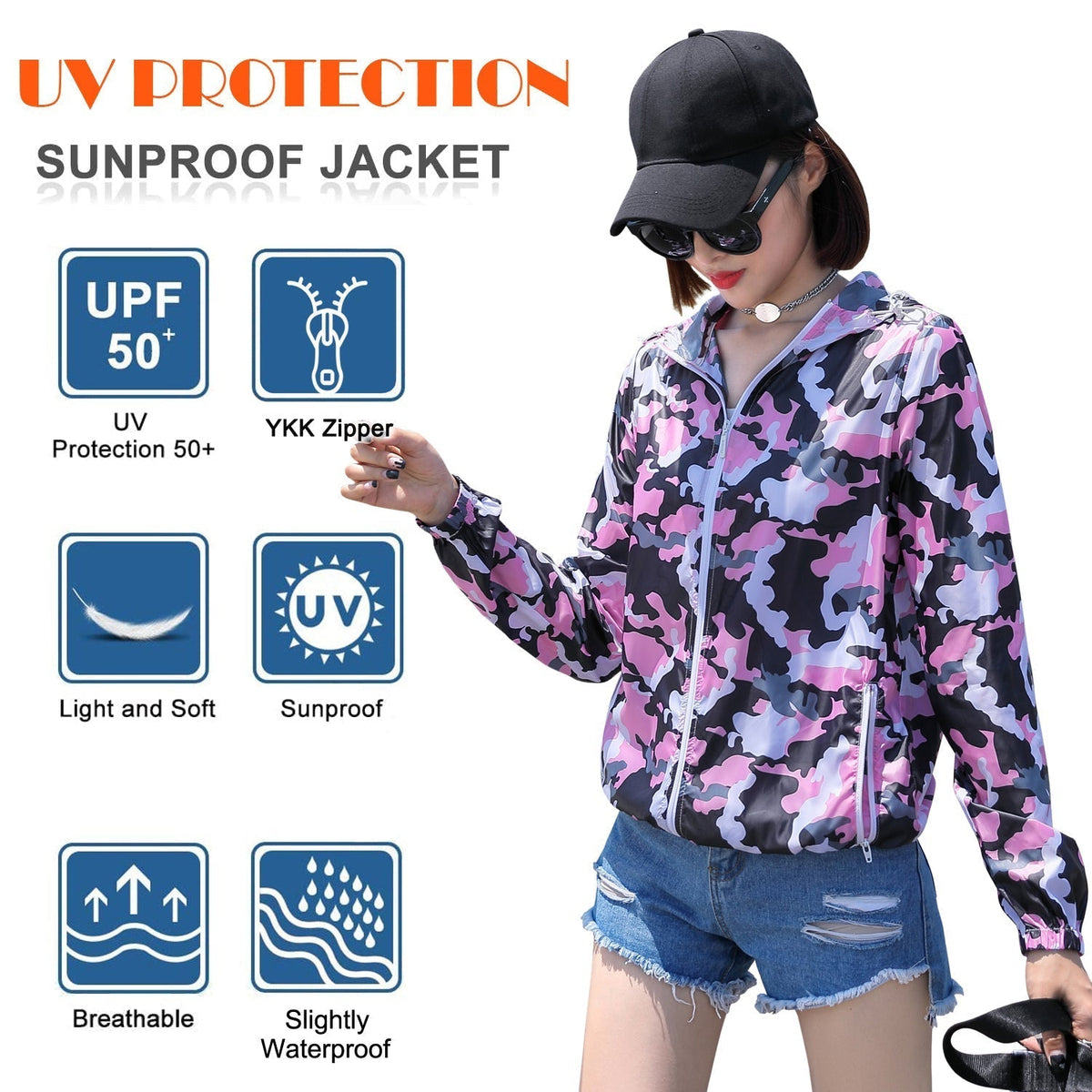 UPF 50+ Anti UV Sun Protection Camo Jacket - Sun Protection Clothing